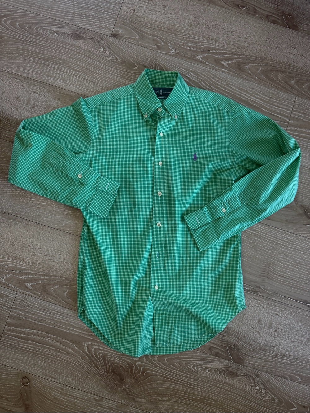 Ralph Lauren Green Check Long-Sleeve Button-Down Shirt